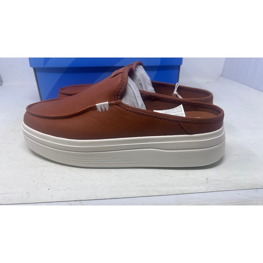 Hey Dude Austin Lift Cognac Brown Faux Leather Platform Mules Mens 9 Womens 11 - Picture 4 of 9